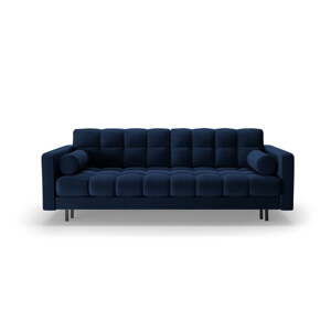 Tmavě modrá sametová rozkládací/s úložným prostorem pohovka 222 cm Bali – Cosmopolitan Design