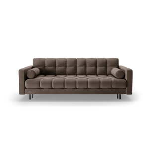 Hnědá sametová rozkládací/s úložným prostorem pohovka 222 cm Bali – Cosmopolitan Design