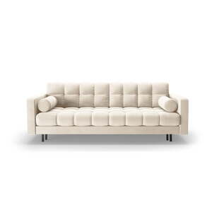 Krémová sametová rozkládací/s úložným prostorem pohovka 222 cm Bali – Cosmopolitan Design