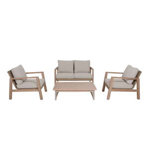 Béžový zahradní lounge set z eukalyptového dřeva pro 4 San Mateo – Garden Pleasure