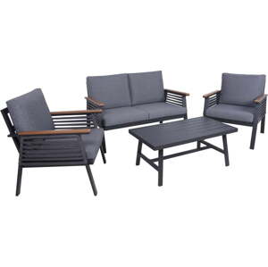Tmavě šedý hliníkový zahradní lounge set pro 4 Denia – Garden Pleasure