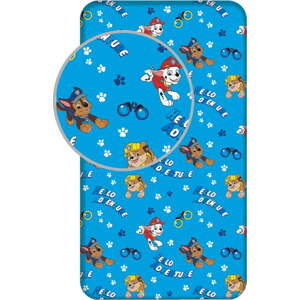Modré napínací bavlněné dětské prostěradlo na jednolůžko 90x200 cm Paw Patrol – Jerry Fabrics
