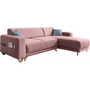 Růžová rozkládací/s úložným prostorem rohová pohovka Classy Sophie – Miuform