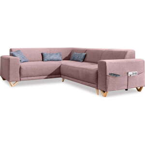 Růžová rozkládací/s úložným prostorem rohová pohovka (levý roh/do L) Classy Sophie – Miuform