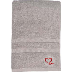 Šedá froté bavlněná osuška 70x140 cm Love – Foutastic