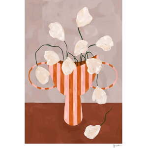 Plakát 50x70 cm White Flowers in Striped Vase – The Poster Club