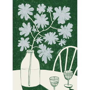 Plakát 30x40 cm Blue Flowers & Red Wine – The Poster Club