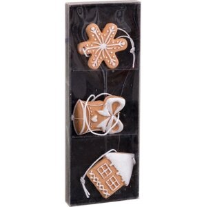Vánoční ozdoby v sadě 3 ks z polyresinu 5 cm Gingerbread – Casa Selección