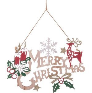 Dřevěná závěsná vánoční dekorace 29 cm Merry Christmas – Casa Selección