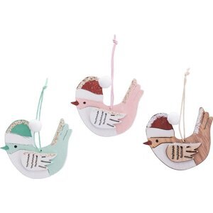 Dřevěné vánoční ozdoby v sadě 6 ks 8 cm Birds – Casa Selección