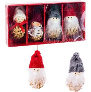 Slaměné vánoční ozdoby v sadě 4 ks 7 cm Santa Claus – Casa Selección